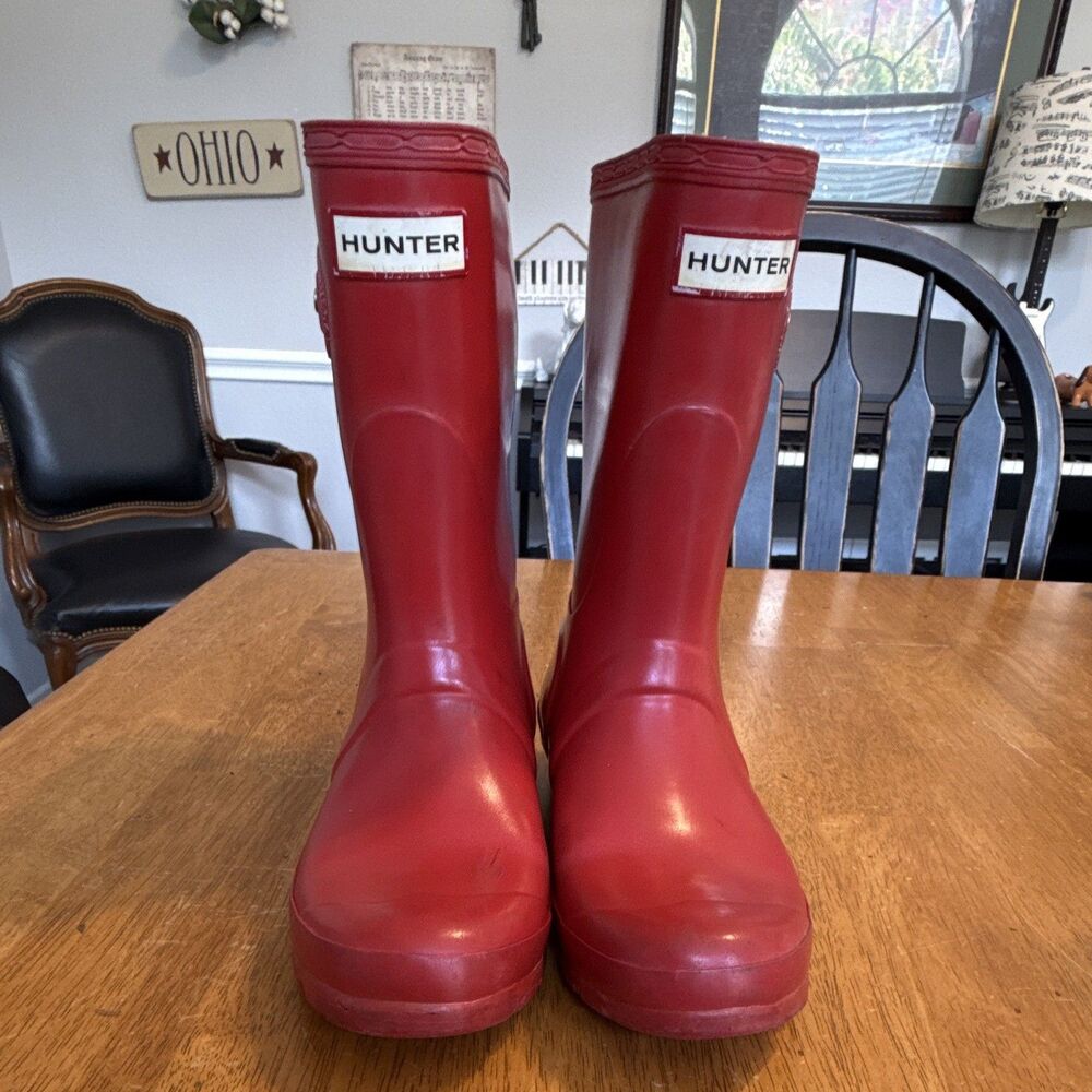 Hunter Original Short Gloss Rain Boots Women’s 7 Red Waterproof Rubber